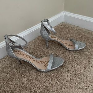Sam Edelman Silver Sparkly Heels, Worn Once
